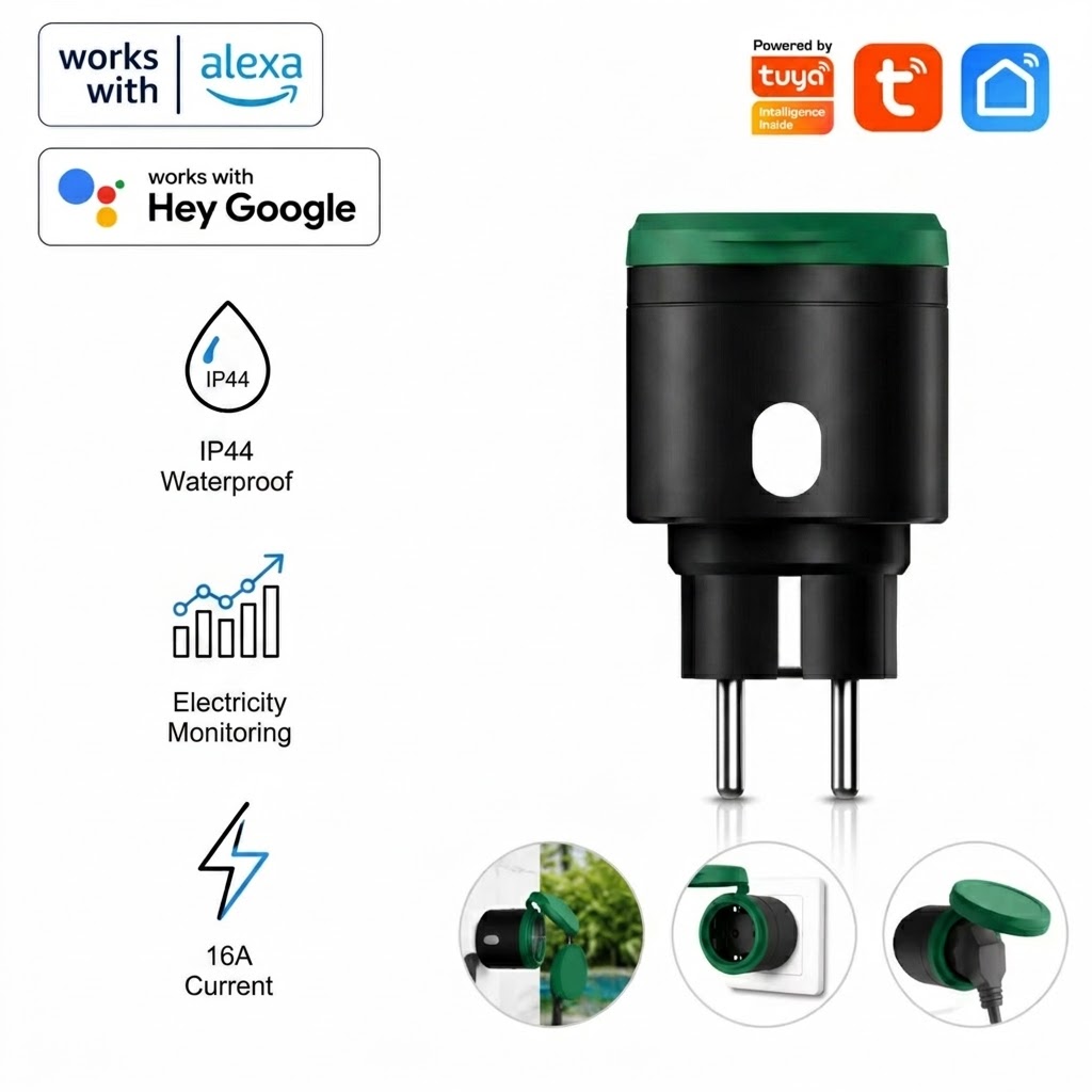 Tuya WiFi Smart Plug 16a Eu Pl - Outdoor Power Outlet Wifi recension och pris