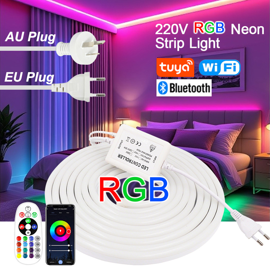 220V RGB LED Neon Strip with E - Outdoor Power Outlet Wifi recension och pris